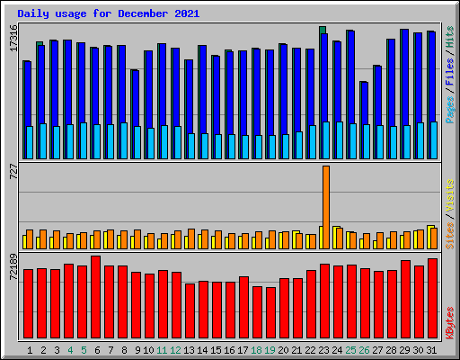 Daily usage for December 2021
