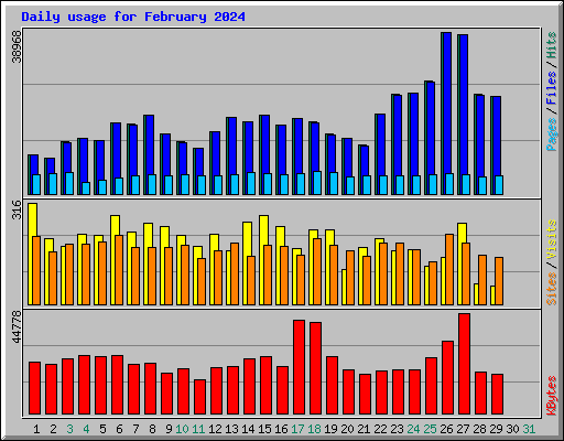 Daily usage for February 2024